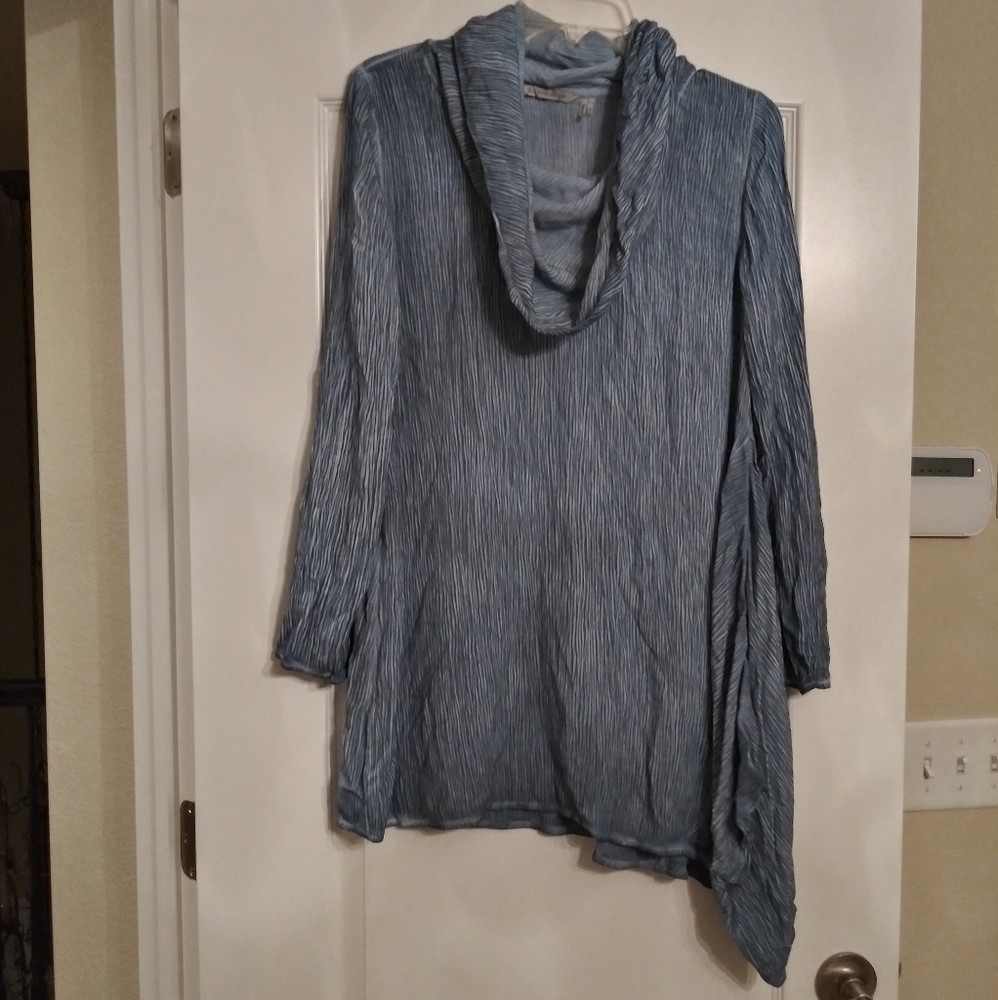 Soft Surroundings Cowl Neck Blue Tunic Top